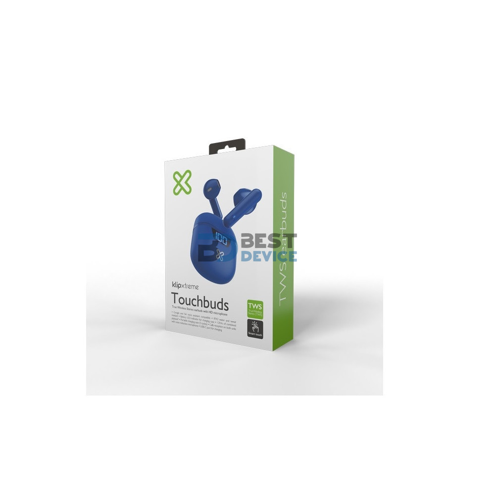 AURICULAR KLIP XTREME EARPHONE KTE-006BL TOUCHBUDS BT/MIC/TWS/TOUCH/IPX3/AZUL
