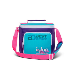 BOLSA TÉRMICA IGLOO 9 LATAS RETRO SQUARE LUNCH PURPURA CON CELESTE 66060