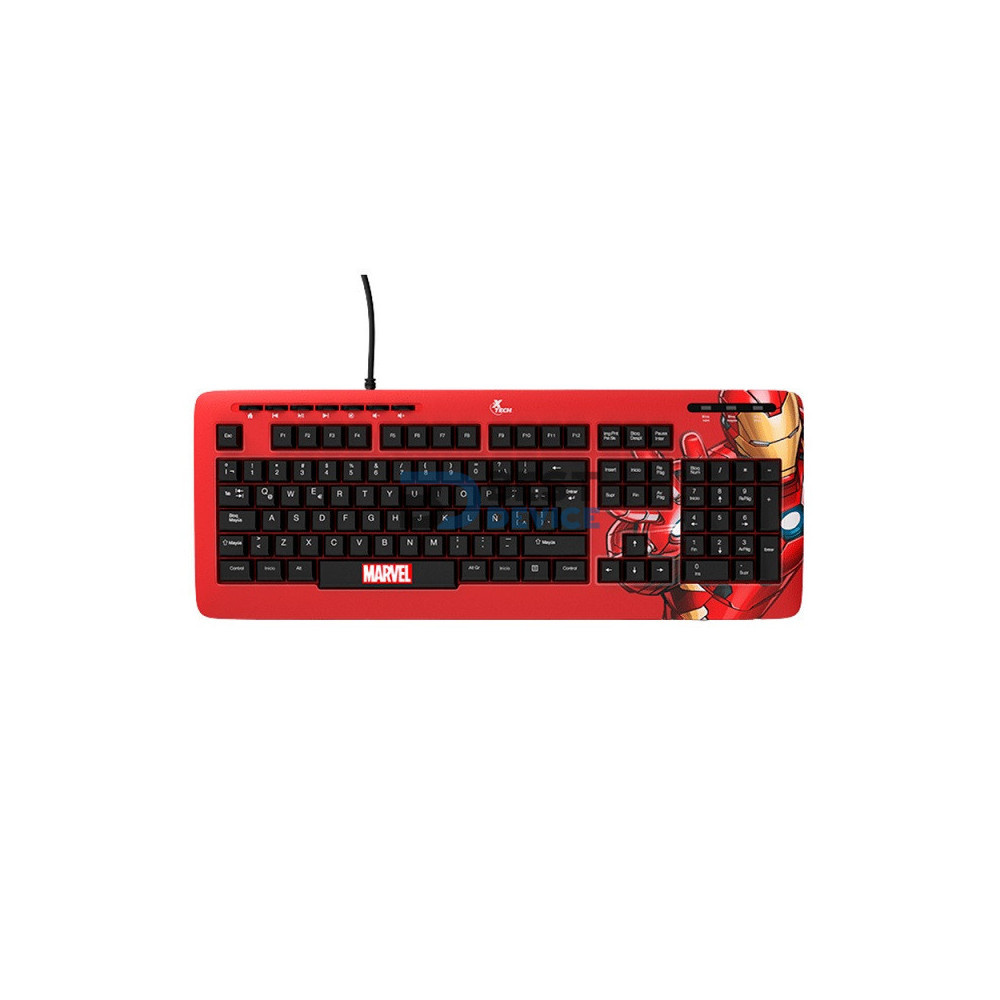 TECLADO XTECH USB XTK-M401IM IRON MAN ESP/ROJO/MULTIMEDIA