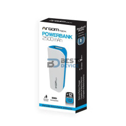 CARGADOR PORTÁTIL ARGOMTECH ARG-AC-0233L 2500 MAH USB AZUL