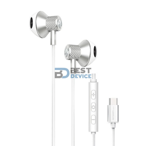 AURICULAR ARGOMTECH ARG-HS-2032WT TIPO-C MIC BLANCO/PLATEADO