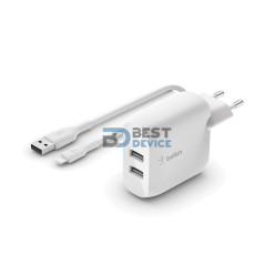 CARGADOR BELKIN DUAL USB+CABLE 1M WCD001DQ1MWH