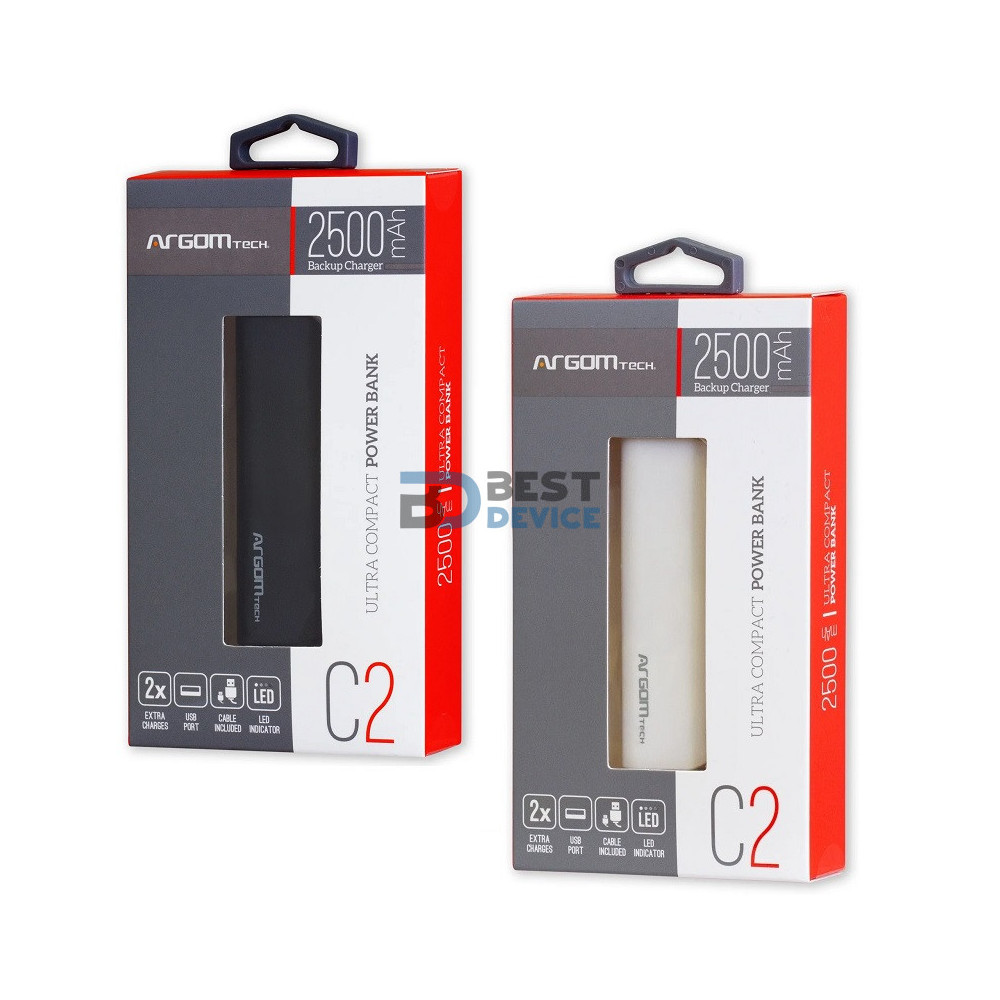 CARGADOR PORTÁTIL ARGOMTECH ARG-PB-1130WT 2500 MAH BLANCO