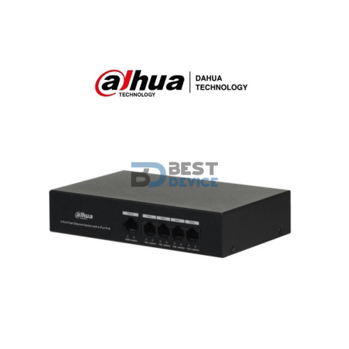 SWITCH DAHUA PFS3005-4ET 4 PTOS ETHER PoE 60W