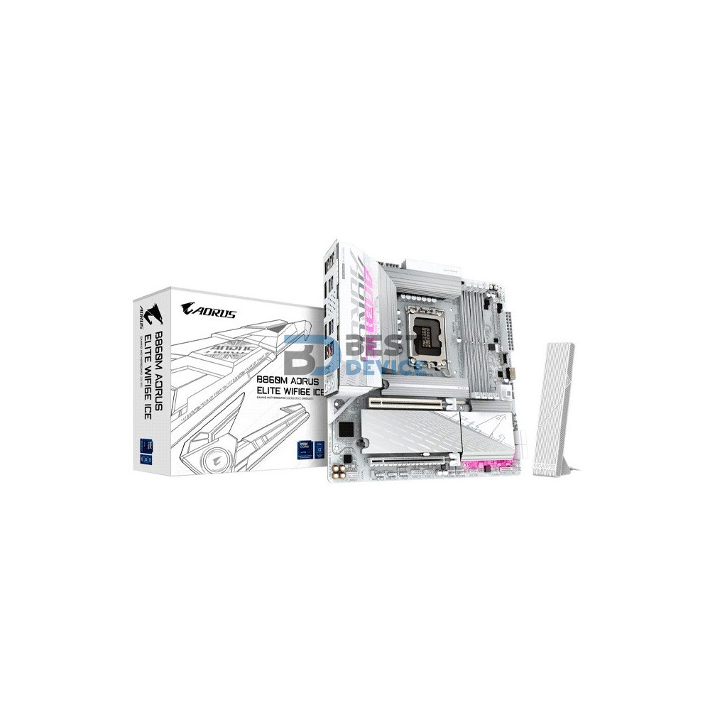 PLACA MADRE AORUS B860M ELITE WIFI 6E ICE DDR5 LGA 1851 S/R/HDMI/DP/3M2/USB