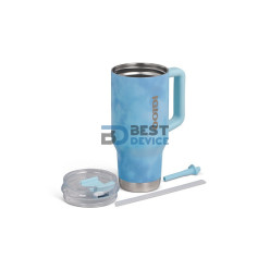VASO TÉRMICO IGLOO 950ML SSTL FLIP 'N' SIP TRAVEL MUG ICE DYE AZUL 71309 CON PAJITA