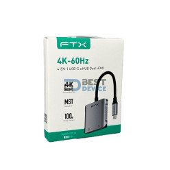 ADAPTADOR FTX FTX-CM2H4K-AG USB-C/4 EN 1 2HDMI/USB-A/USB-C 4K/GRIS