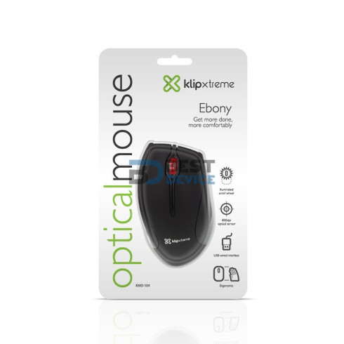 MOUSE KLIP XTREME USB KMO-104 EBONY 1600DPI/NEG