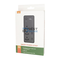 FILTRO DE LINEA MTEK SMART 3 ENCHUFES/2-USB/1 TYPE C/BL