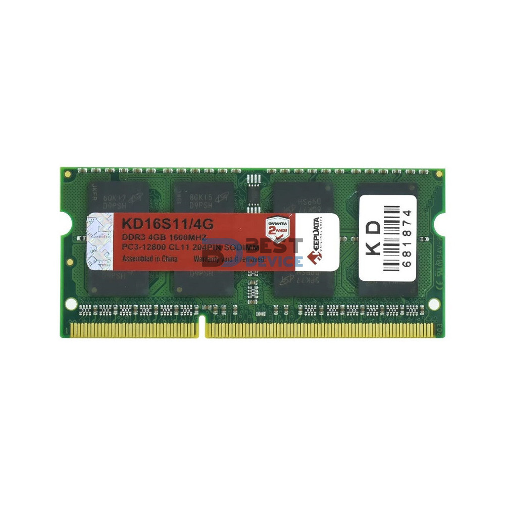 MEMORIA RAM PARA NOTEBOOK DDR3 KEEPDATA 4GB 1600 MHZ