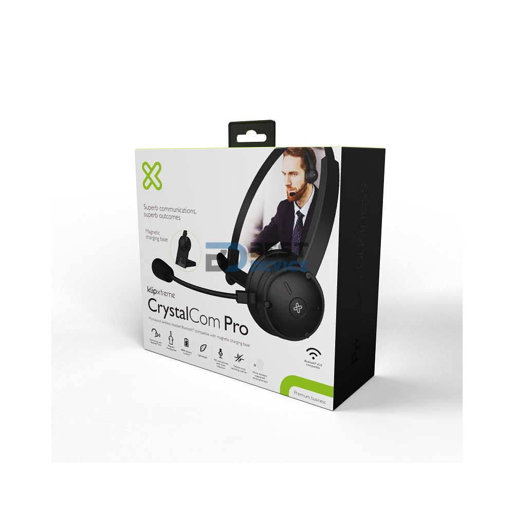 AURICULAR KLIP XTREME HEADSET KCH-905 CRYSTALCOM PRO C/BASE WIR/MIC/BT NEG