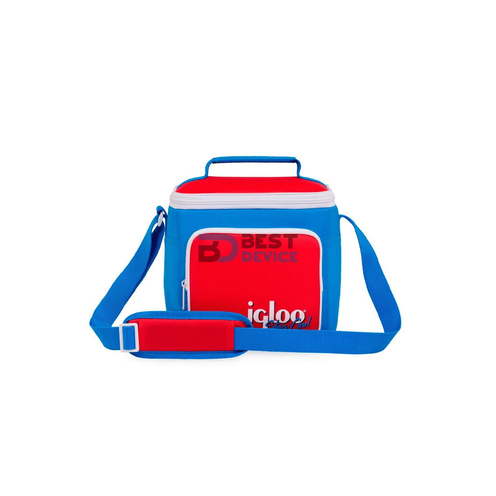 BOLSA TÉRMICA IGLOO 9 LATAS RETRO SQUARE LUNCH AZUL CON ROJO 63083