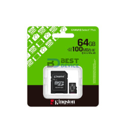 MEMORIA MICRO SD KINGSTON 64GB SDCS3/64GB CANVAS SELECT PLUS CON ADAPTADOR