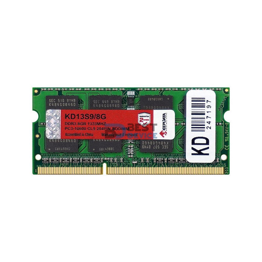 MEMORIA RAM PARA NOTEBOOK DDR3 KEEPDATA 8GB 1333 MHZ