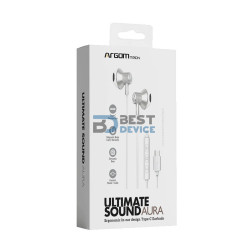 AURICULAR ARGOMTECH ARG-HS-2032WT TIPO-C MIC BLANCO/PLATEADO