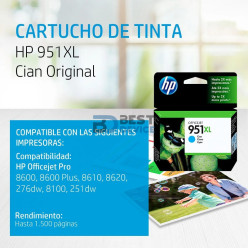 TINTA HP CN046AL 951XL CYAN