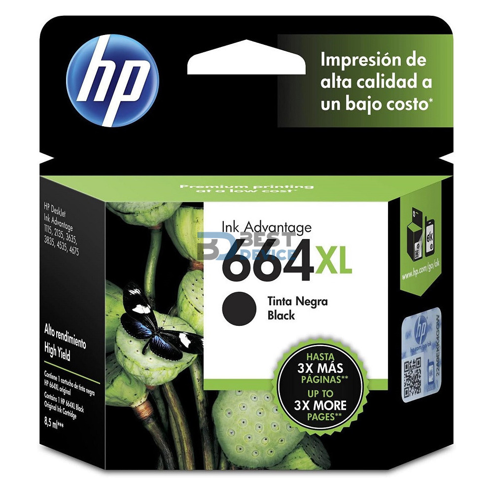 TINTA HP F6V31AL 664XL NEGRO