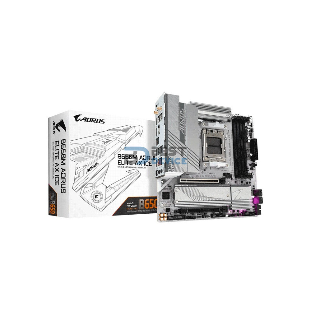 PLACA MADRE AORUS AM5 B650M A ELITE AX ICE DDR5 S/R/HDMI/DP/2M2/WIFI/MATX