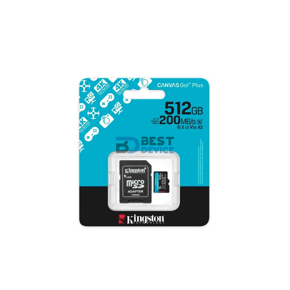 MEMORIA MICRO SD KINGSTON 512GB SDCG4/512GB CANVAS GO PLUS CON ADAPTADOR