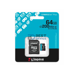 MEMORIA MICRO SD KINGSTON 64GB SDCG4/64GB CANVAS GO PLUS CON ADAPTADOR