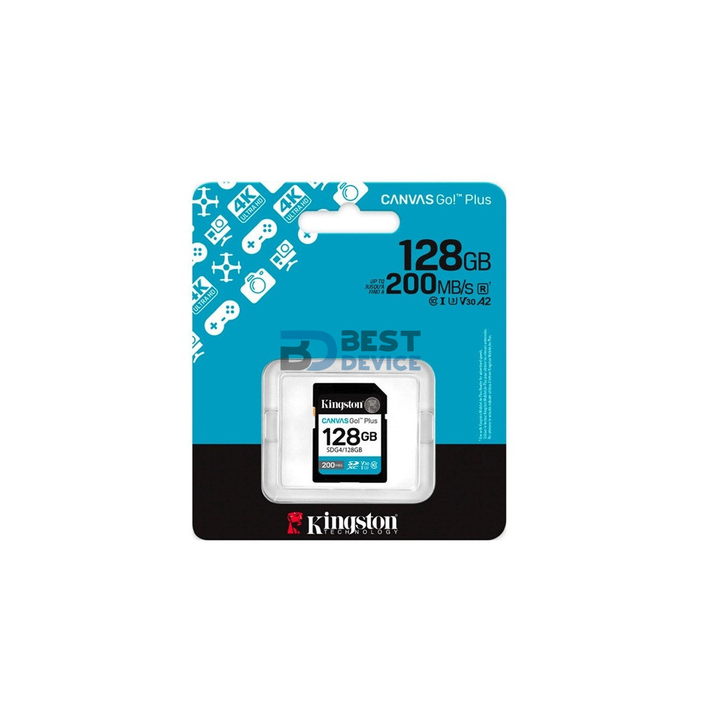 MEMORIA SD KINGSTON 128GB SDG4/128GB CANVAS GO PLUS CLASS 10