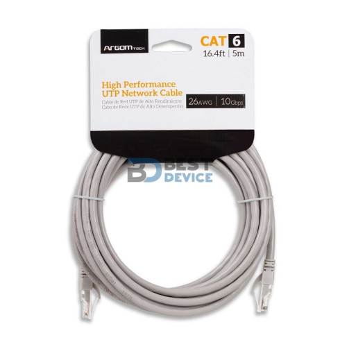CABLE DE RED CAT6 ARGOMTECH ARG-CB-1554 5M GRIS