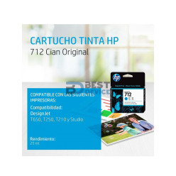 TINTA HP 3ED67A 712 CYAN 29ML T250