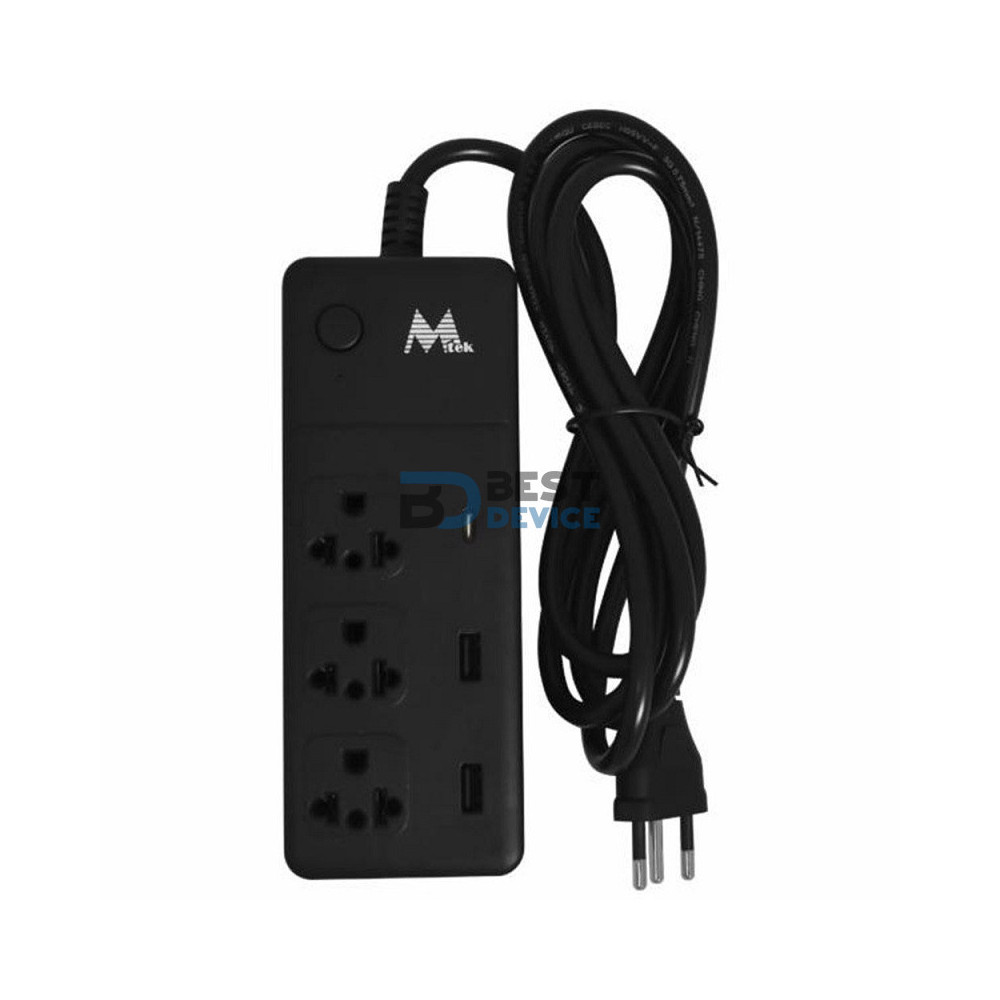 FILTRO DE LINEA MTEK SMART 3 ENCHUFES/2-USB/1 TYPE C/BL