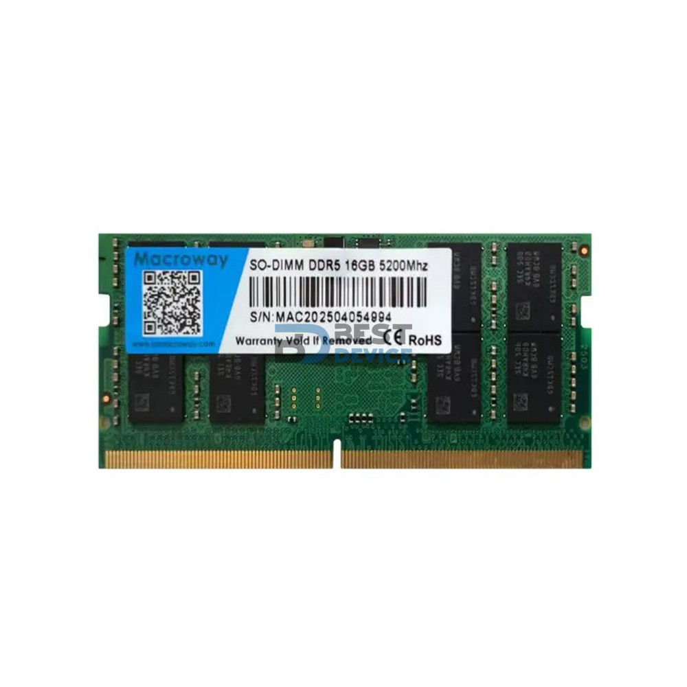MEMORIA RAM PARA NOTEBOOK DDR5 MACROWAY 16GB 5200MHZ