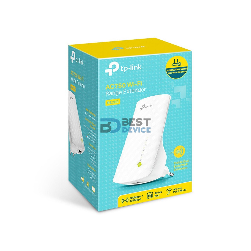 EXTENSOR DE COBERTURA TP-LINK RE200 AC750 WIFI