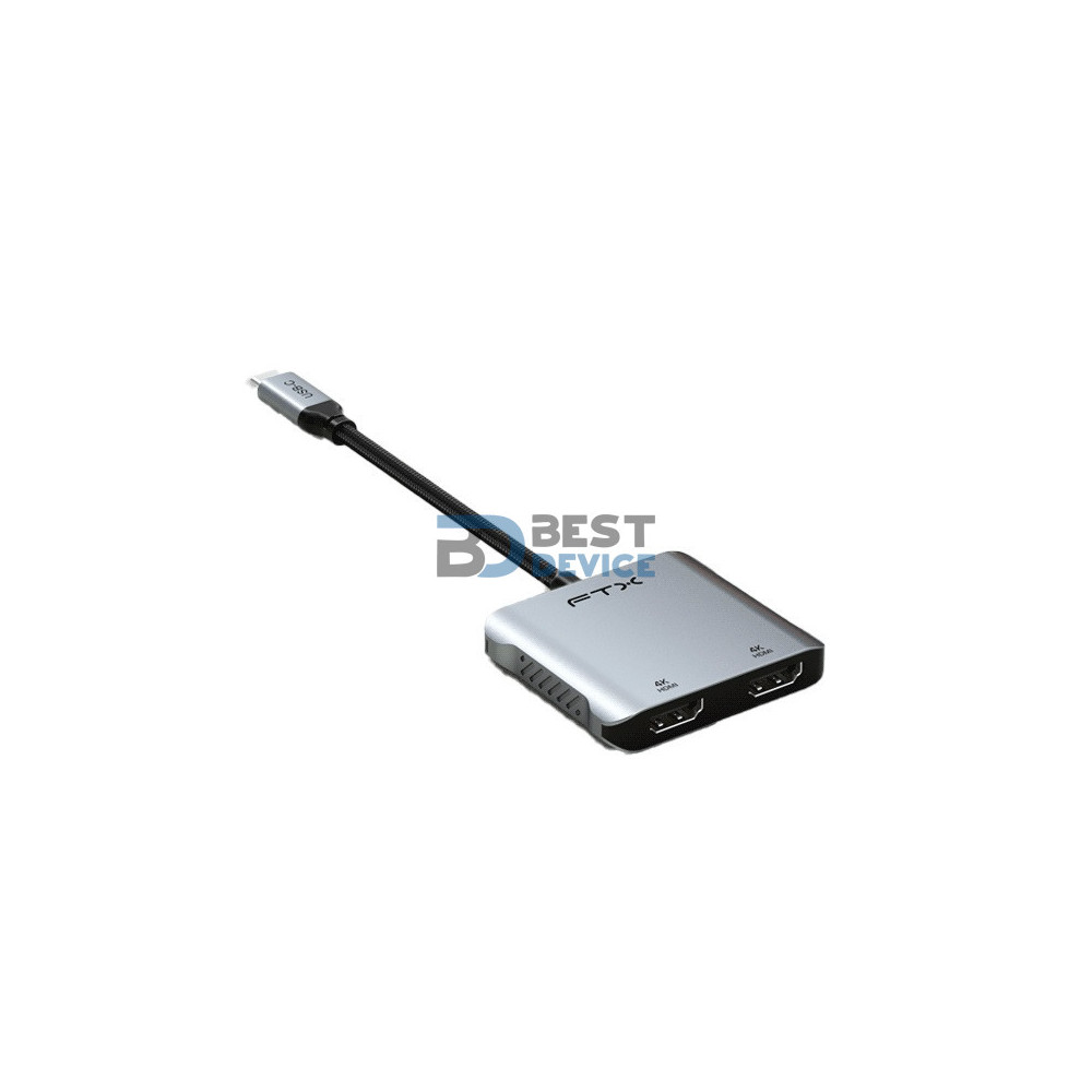 ADAPTADOR FTX FTX-CM2H4K-AG USB-C/4 EN 1 2HDMI/USB-A/USB-C 4K/GRIS