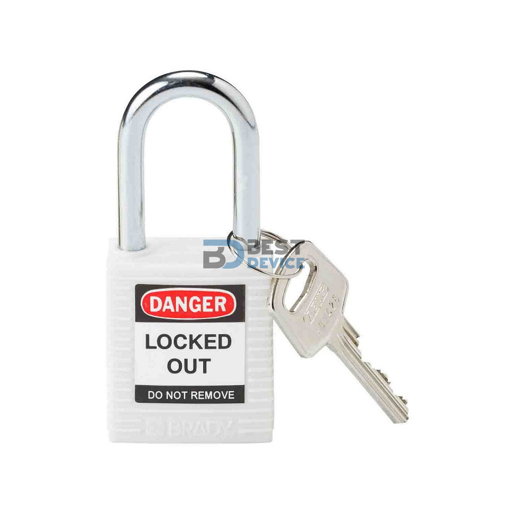 BRADY CANDADO ARCO ACERO CUERPO NYLON BLANCO ARCO 38MM (143123)