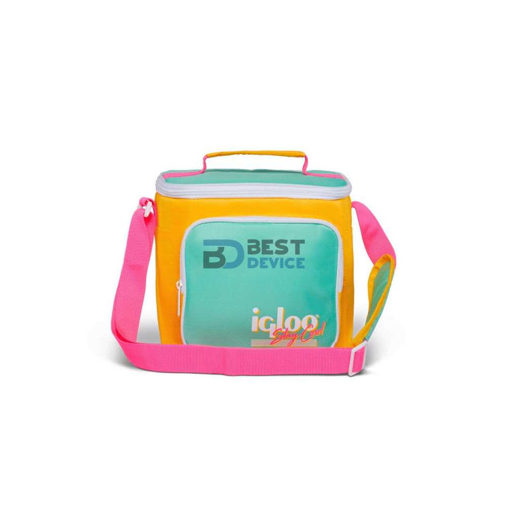 BOLSA TÉRMICA IGLOO 9 LATAS RETRO SQUARE LUNCH AMARILLO CON VERDE AGUA 66061