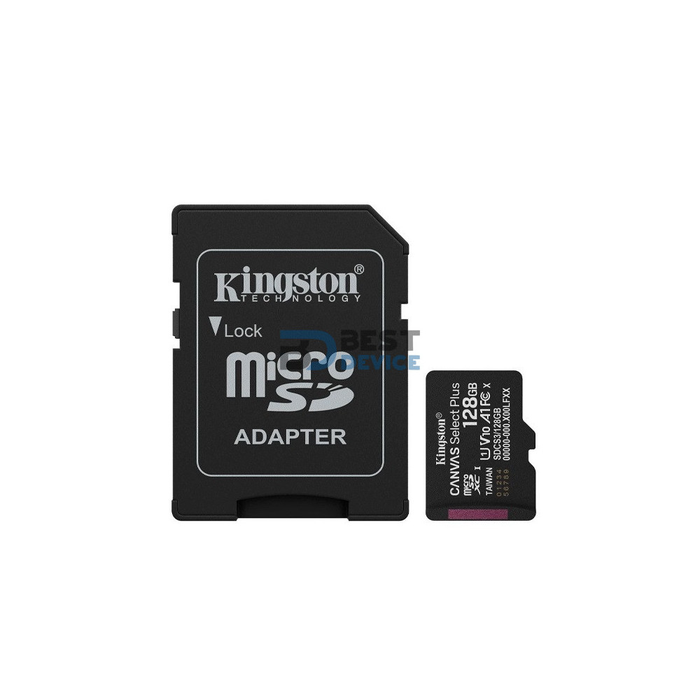 MEMORIA KINGSTON MICRO SD 128GB SDCS3/128GB CANVAS SELECT PLUS CON ADAPTADOR
