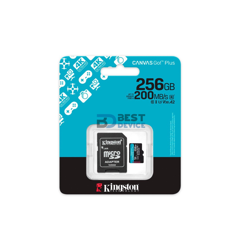 MEMORIA KINGSTON MICRO SD 256GB SDCG4/256GB CANVAS GO PLUS CON ADAPTADOR