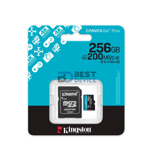 MEMORIA KINGSTON MICRO SD 256GB SDCG4/256GB CANVAS GO PLUS CON ADAPTADOR