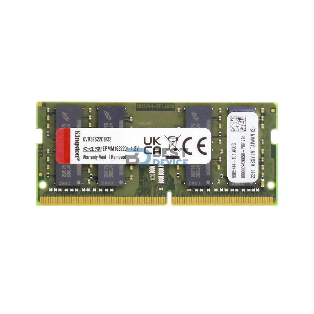 MEMORIA RAM PARA NOTEBOOK DDR4 KINGSTON 32G 3200 KVR32S22D8/32