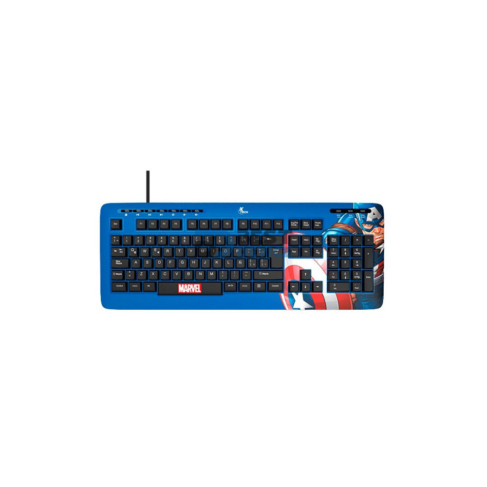 TECLADO XTECH USB XTK-M401CA CAPITAN AMERICA ESP/AZUL/MULTIMEDIA