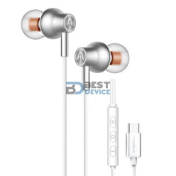 AURICULAR ARGOMTECH ARG-HS-2030WT TIPO-C MIC BLANCO/PLATA