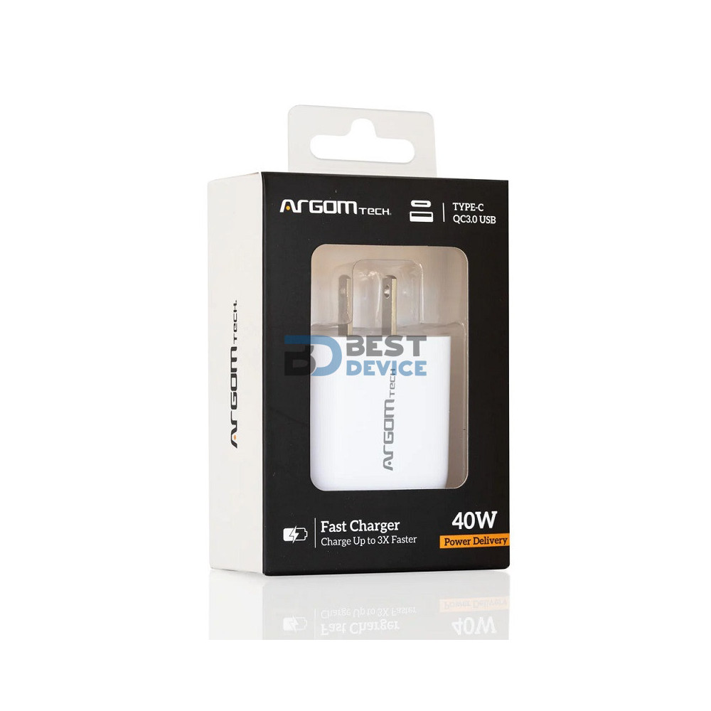 CARGADOR ARGOMTECH ARG-AC-0115WT DUAL RAPIDO TYPE-CY USB 38W