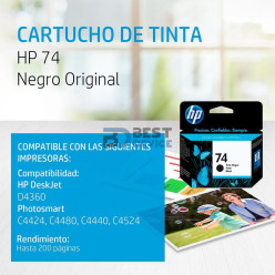 TINTA HP CB335WL 74 NEGRO