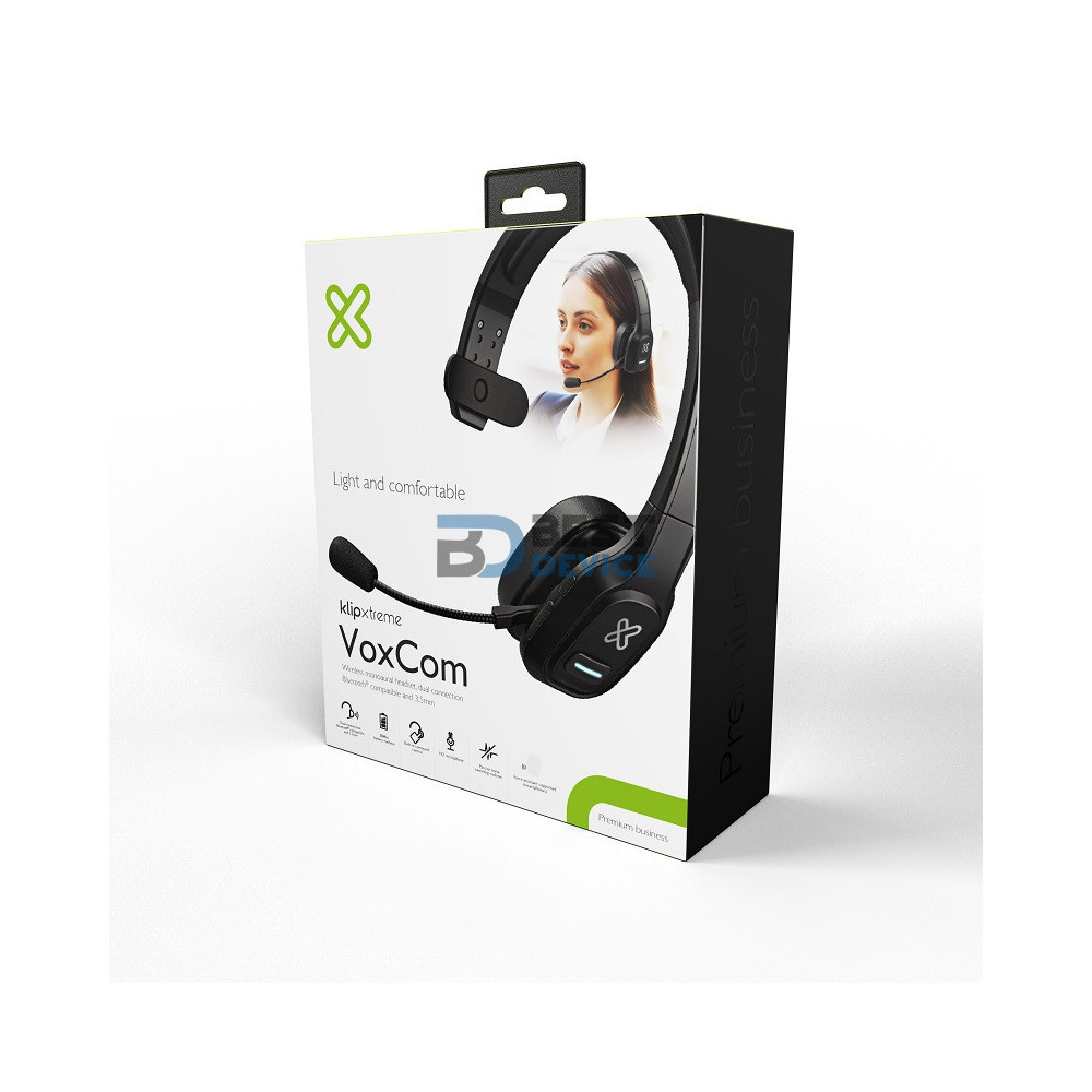 AURICULAR KLIP XTREME HEADSET KCH-750 VOXCOM HEADPH/MIC/WIR/BT/3.5MM NEG
