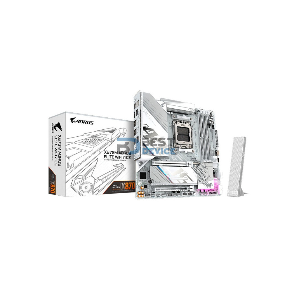 PLACA MADRE X870M AORUS ELITE WIFI7 ICE DDR5 AM5/S/R/HDMI/2M2/USB4/MATX