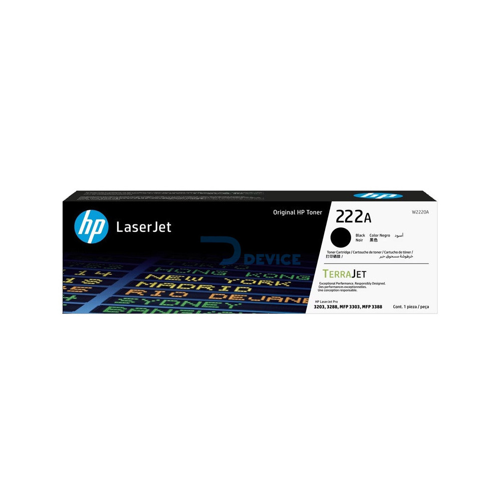 TONER HP 222A NEGRO W2220A LJ PRO M203/MFP 3201/3204/3288/3303/3388