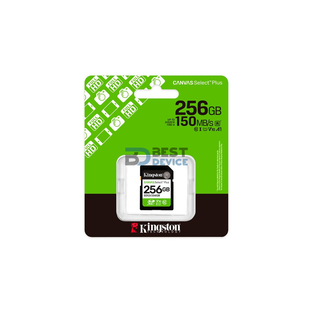 MEMORIA SD KINGSTON 256GB SDS3/256GB CANVAS SELECT PLUS CLASS 10