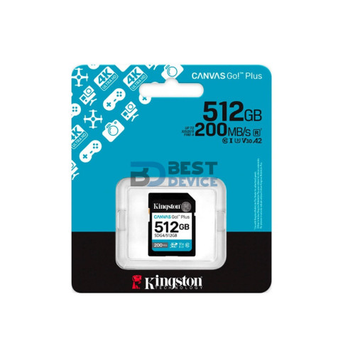 MEMORIA SD KINGSTON 512GB SDG4/512GB CANVAS GO PLUS CLASS 10