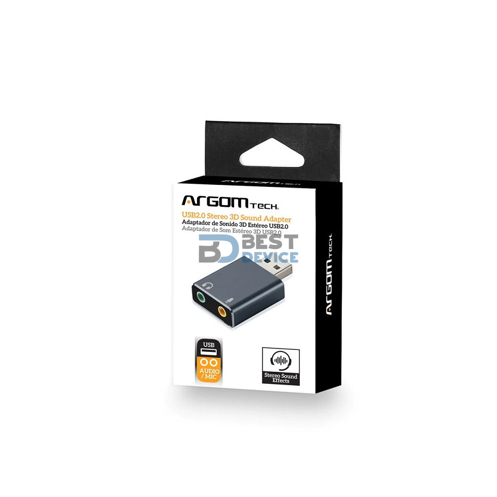 ADAPTADOR ARGOMTECH ARG-CB-0067 USB A SONIDO ESTEREO 2.0
