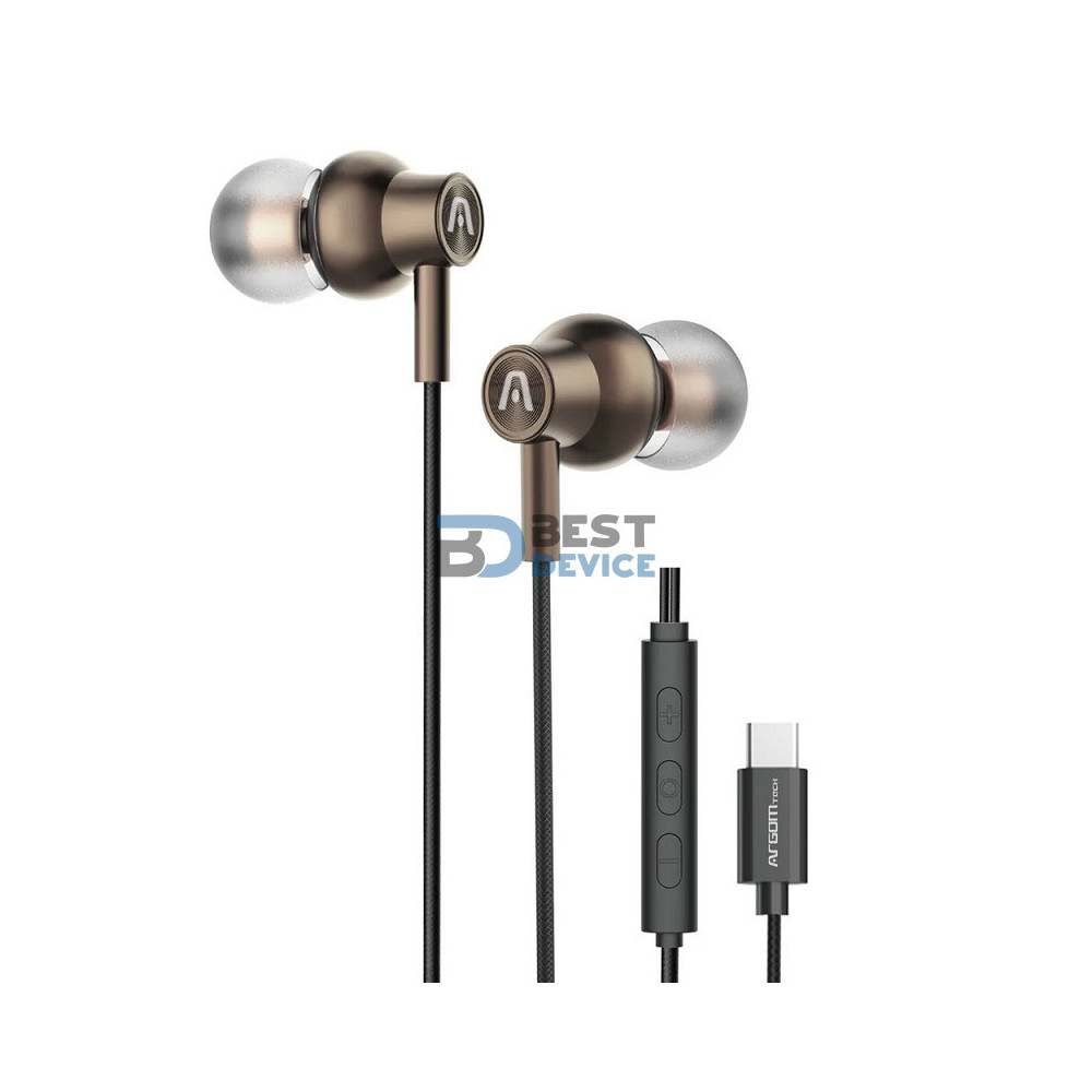 AURICULAR ARGOMTECH ARG-HS-2030BR TIPO-C MIC MARRON/NEGRO