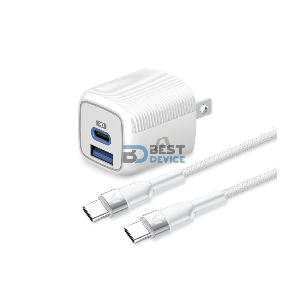 CARGADOR ARGOMTECH ARG-AC-0155WT TYPE C+USB