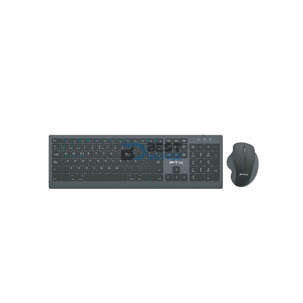 TECLADO+MOUSE FTX KM500 NUM/ESP/WIR/BT/RECARGABLE/NEGRO